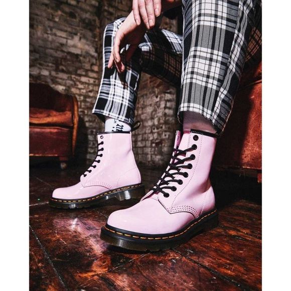 Dr. Martens Shoes - NEW Dr. Martens 1460 Pale Pink Patent Leather Lace Up Boots